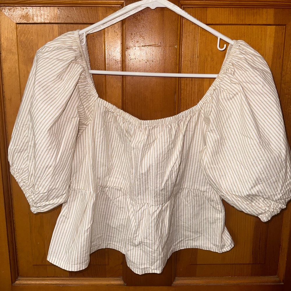Striped Puff Sleeve Blouse